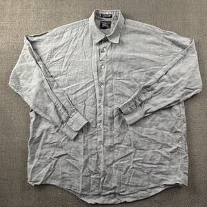 Vintage Burberry Shirt Adult Size Large Button Up Linen Rayon Long Sleeve Luxury